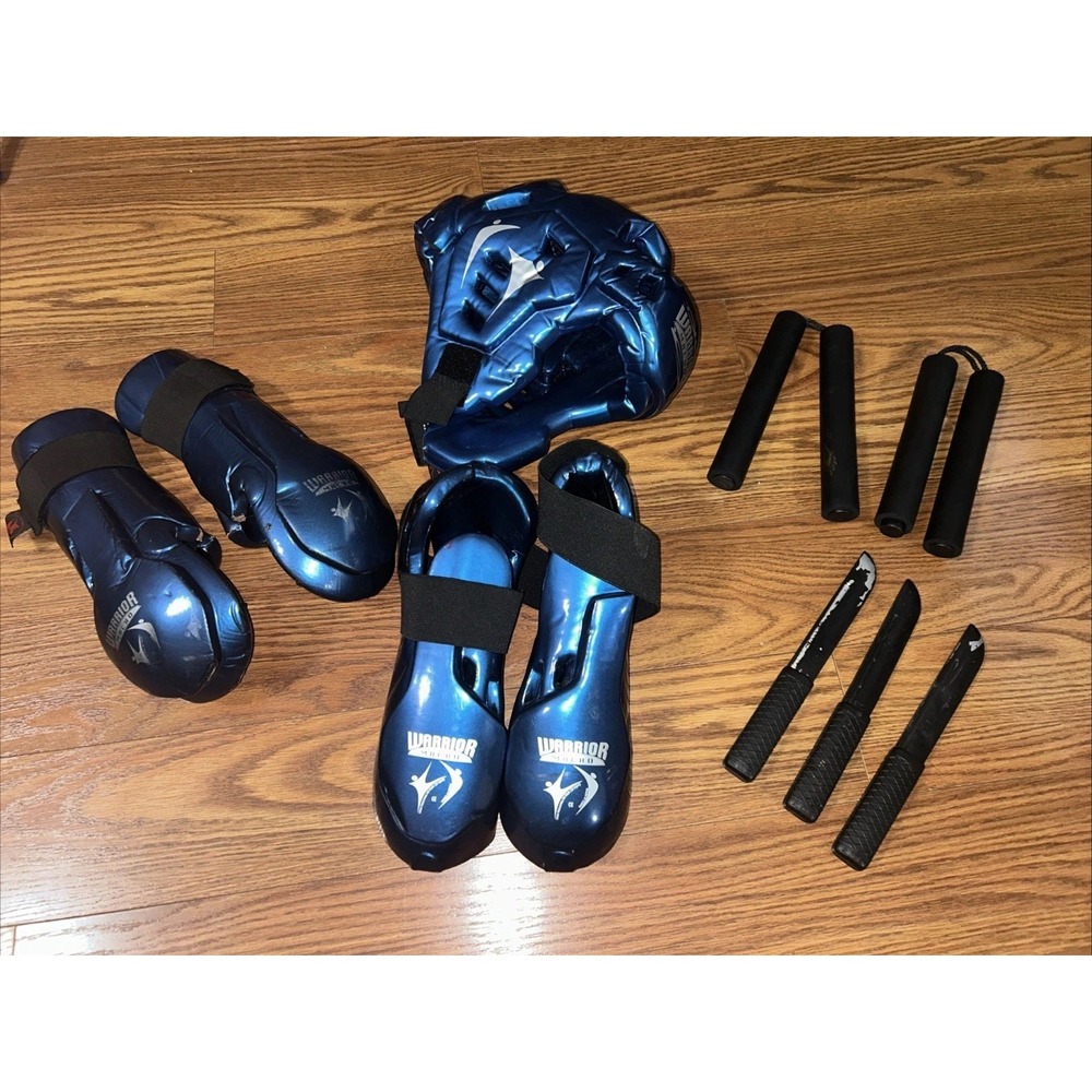 Macho Martial Arts BLUE Sparring Gear| Head Gear, Gloves, Dummy Weapons